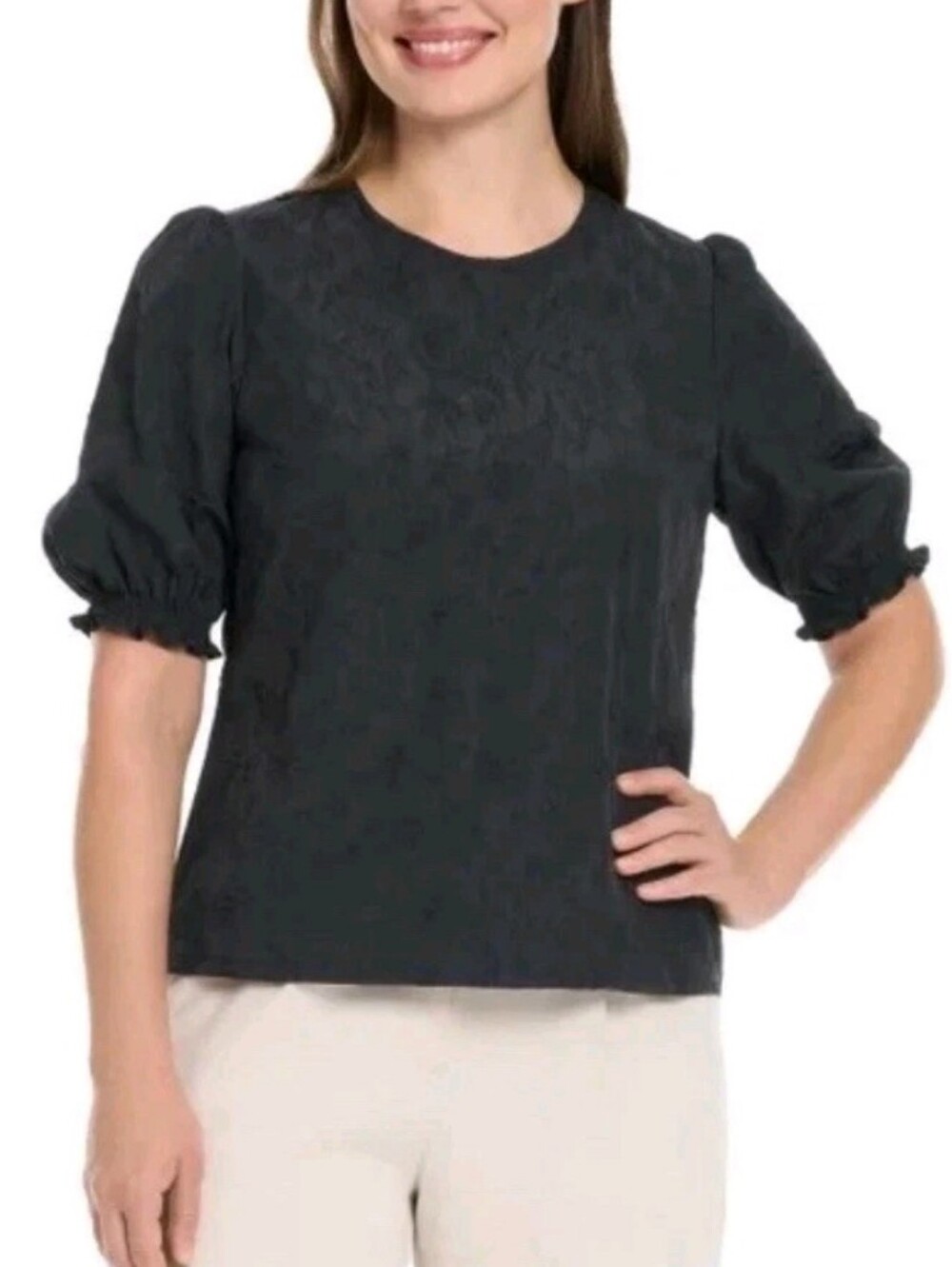 Ted Baker Women's Floral Textured Puff Sleeve Blouse Top.